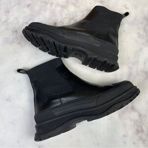 Flattered Lena Black Leather Chunky Chelsea Boots Modern Scandi Girl Sz 39